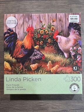 🧩2/$12 300XL-piece jigsaw puzzle "Farm Friends" Roosters and Chicks Completed!!